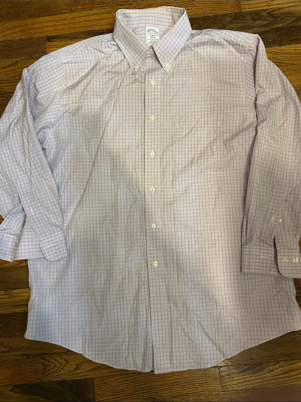 Brooks Brothers Lavender Plaid Button-Down Dress Shirt